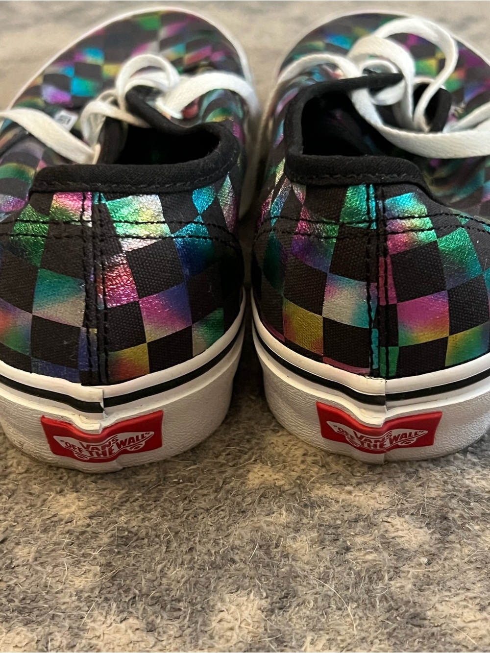 Vans Women’s 9 Checkerboard Iridescent Low-Top Sneakers - Picture 2 of 7